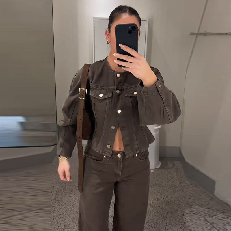 Damen Trendige Baumwolljacke im Vintage-Stil mit praktischen Taschen R&B