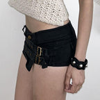 Damen Modische Shorts mit dekorativen Schnallen und Gürtelschlaufen R&B