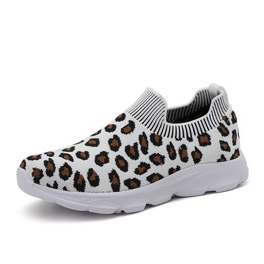 Damen Modische Slip-On Sneakers mit elastischem Bund und animalischem Muster R&B