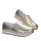Damen Slip-On Sneakers mit glitzerndem Geflechtdesign und elastischem Komfort R&B