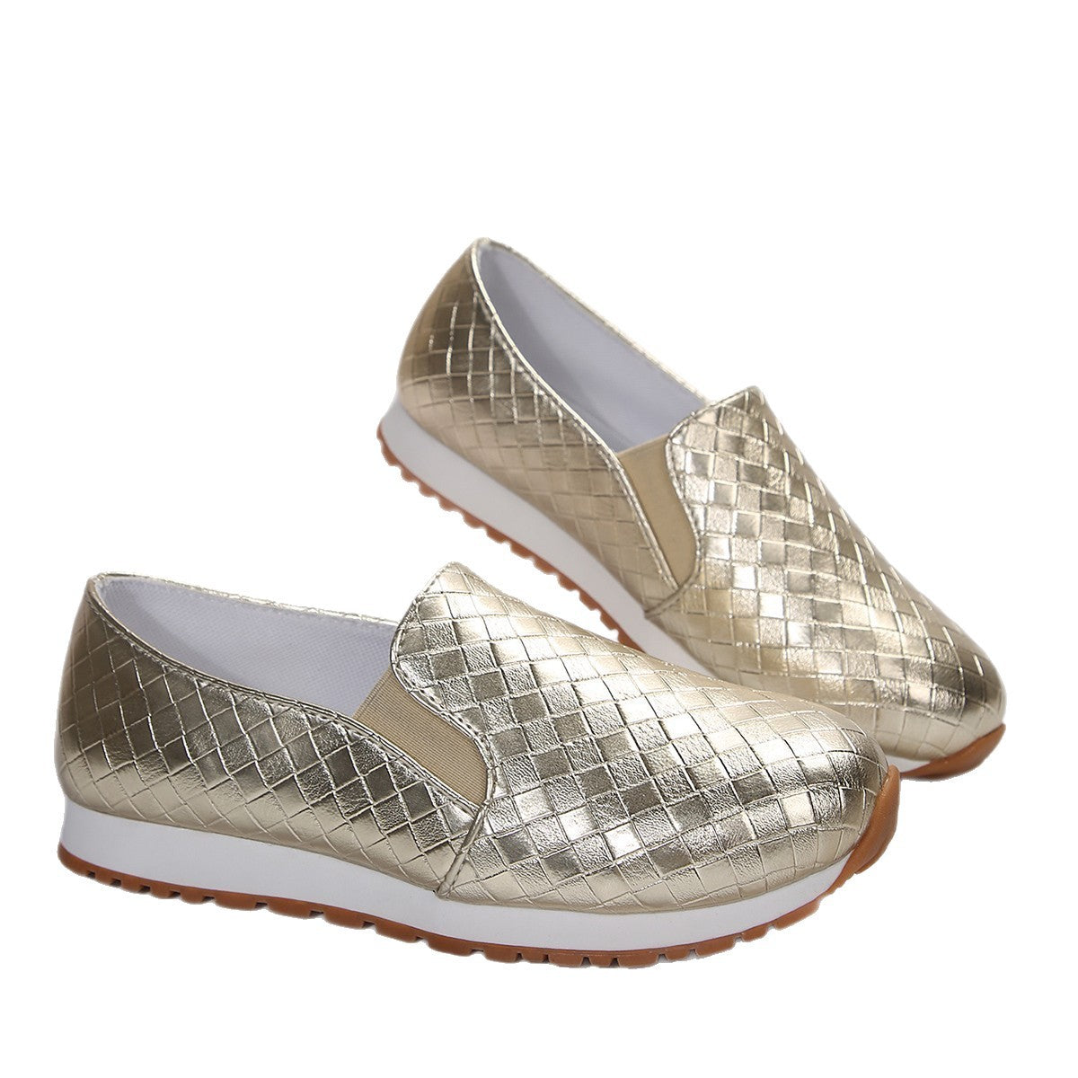 Damen Slip-On Sneakers mit glitzerndem Geflechtdesign und elastischem Komfort R&B