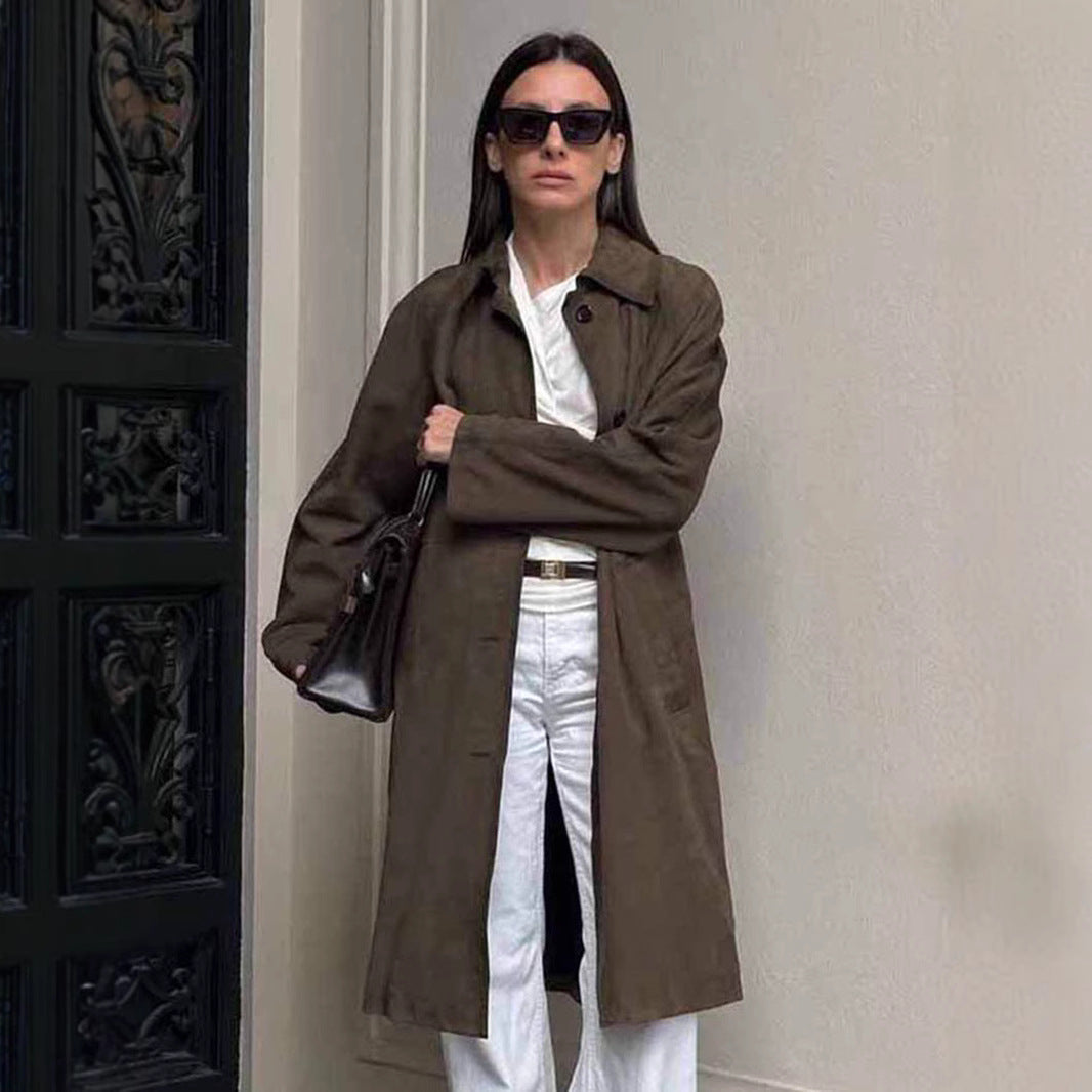 Damen Modische Trenchcoat Jacke mit lässigem Schnitt und praktischen Taschen R&B