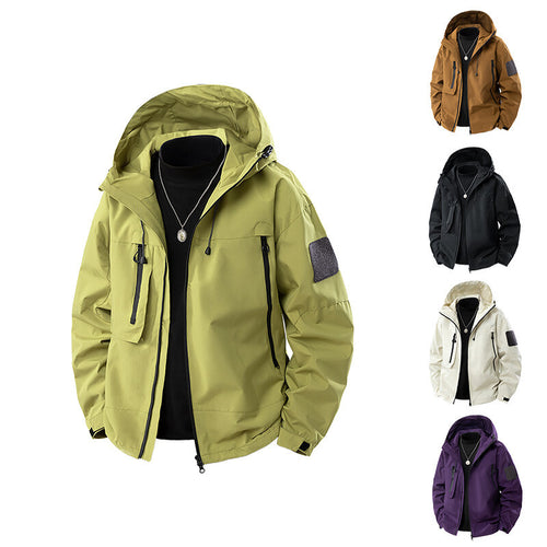 Herren wasserfeste Multifunktionsjacke mit Kapuze und praktischen Taschen R&B