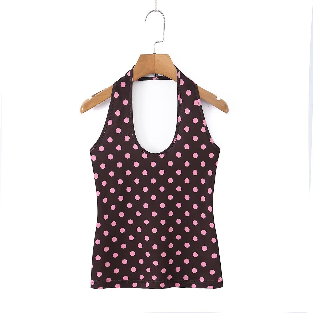 Damen Spaghettiträger Top mit frechem Punktedesign und elastischem Bund R&B