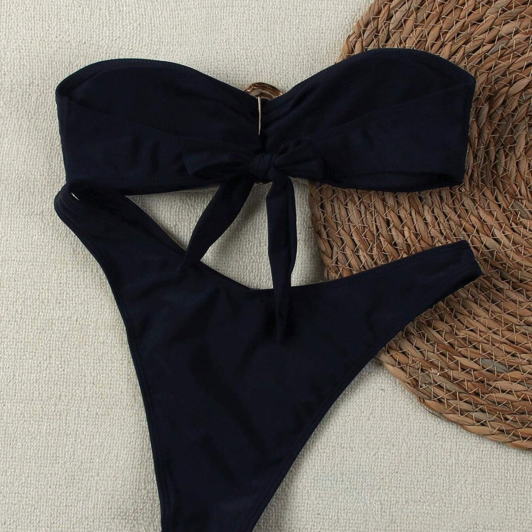 Damen Bikini mit modischem Knotendesign und elegantem Goldakzent R&B
