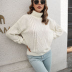 Damen Strickpullover mit strukturiertem Zopfmuster und Rollkragen R&B