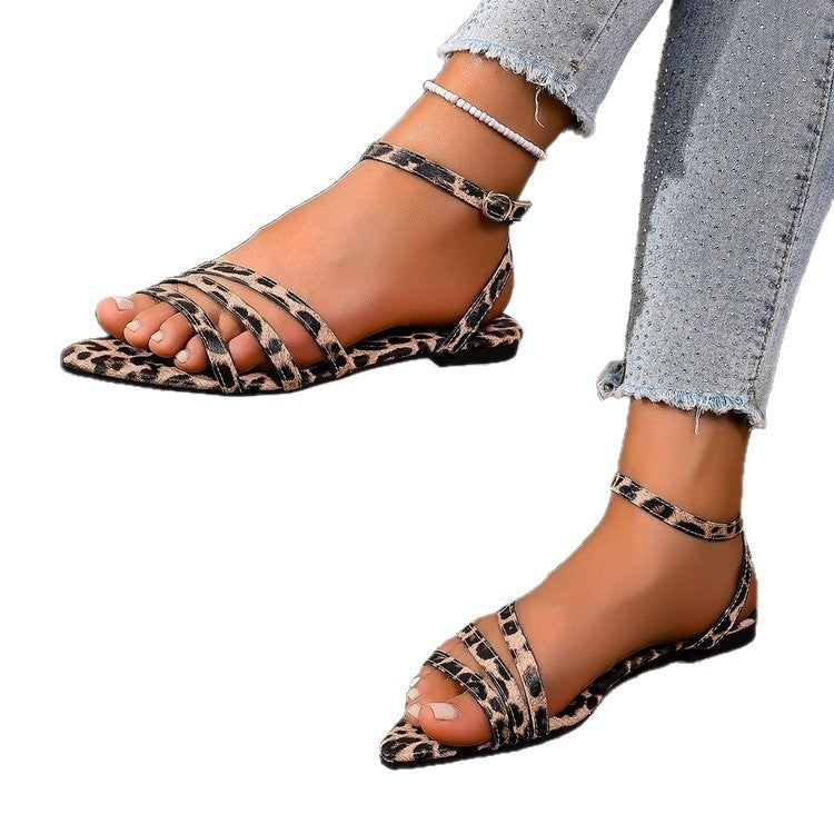 Damen flexible Riemchen-Sandalen mit animalischem Muster R&B