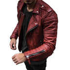 Herren Bikerjacke aus hochwertigem mit strukturiertem Design und praktischen Reißverschlüssen