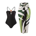 Damen Bandeau-Badeanzug mit asymmetrischem Rock R&B