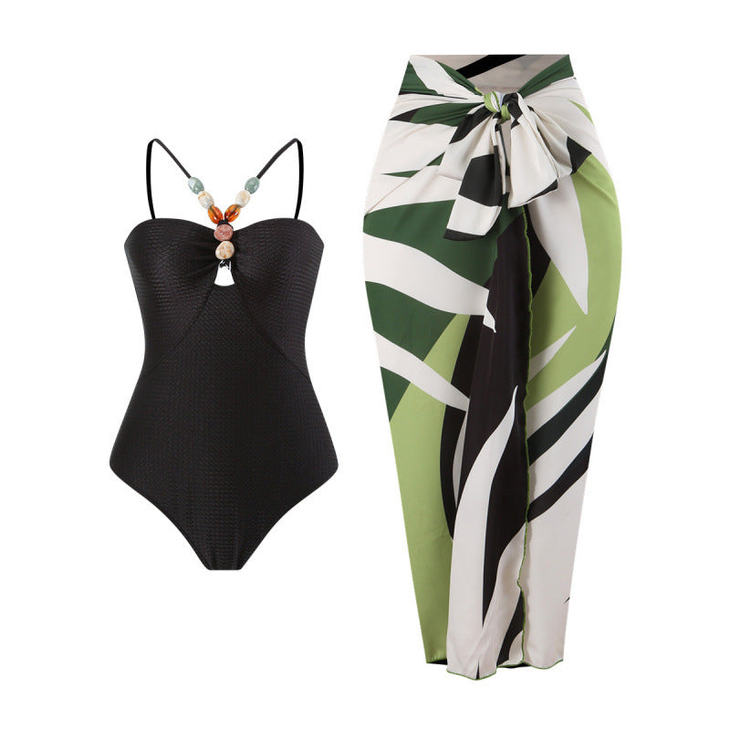 Damen Bandeau-Badeanzug mit asymmetrischem Rock R&B
