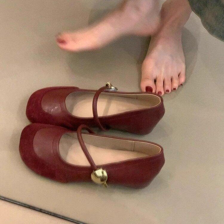 Damen elegante Ballerina-Schuhe mit dekorativer Schnalle und komfortablem Fußbett R&B