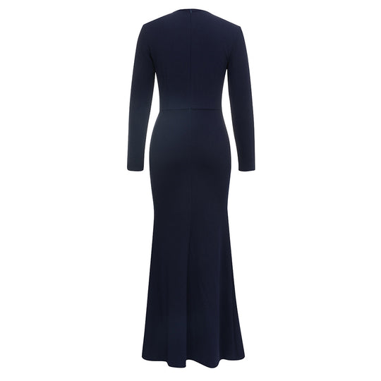 Damen Maxikleid mit detailverliebt gestaltetem Long-Sleeve und eleganter Schlitz-Applikation R&B