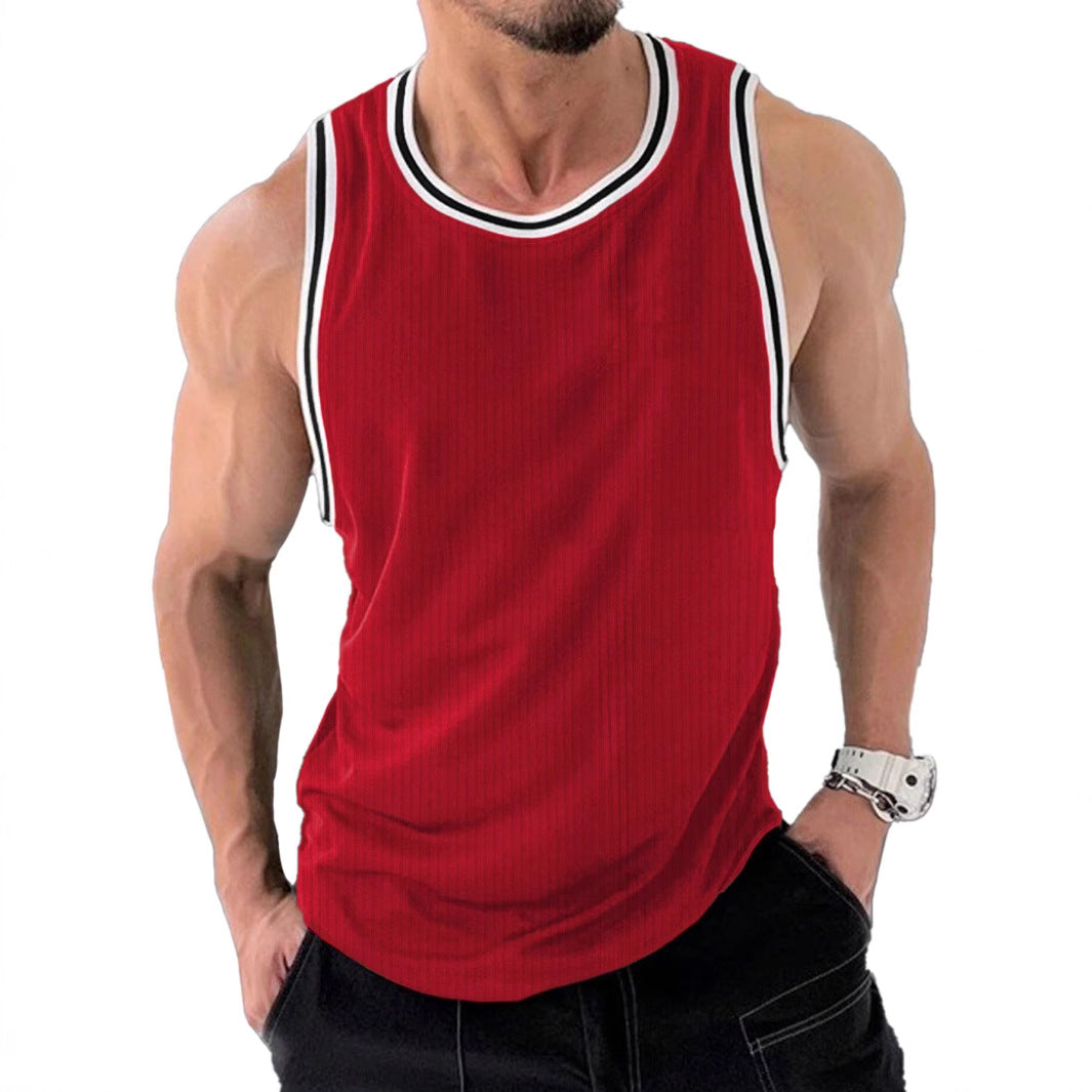 Herren Sportliches ärmelloses Tanktop mit atmungsaktivem Material und modernem Rippendesign R&B