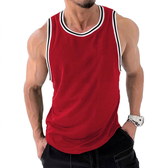 Herren Sportliches ärmelloses Tanktop mit atmungsaktivem Material und modernem Rippendesign R&B