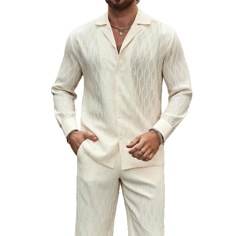 Herren eleganter Set mit feinem Strukturmuster und komfortablem Schnitt