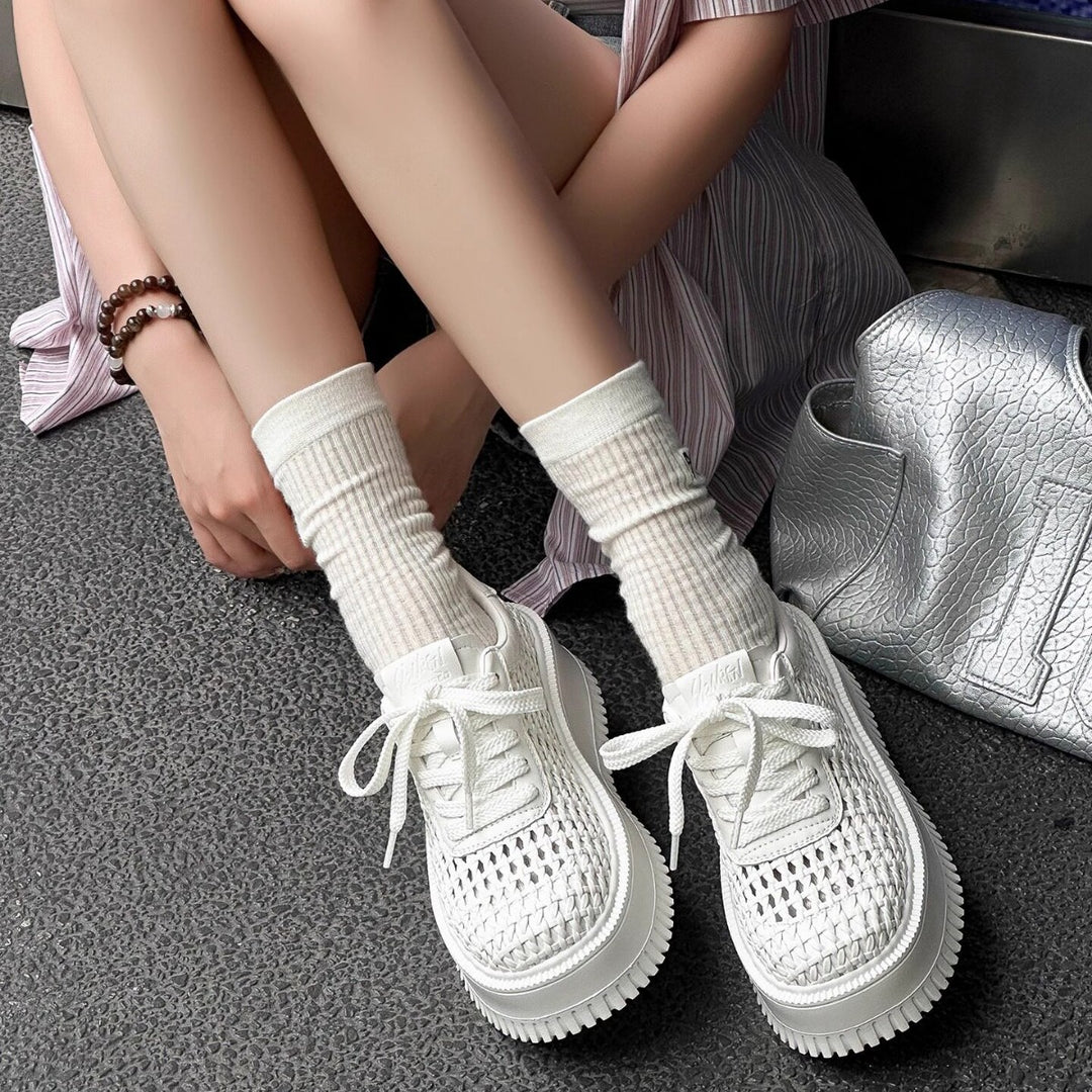 Damen Sportliche Sneaker mit atmungsaktivem Netzdesign und komfortabler Plateau-Sohle R&B