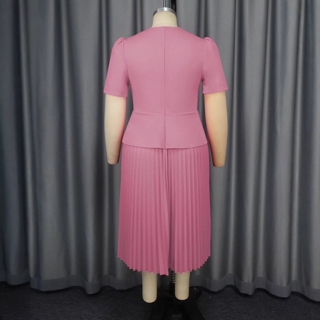 Damen elegantes Blazer-Kleid mit plissiertem Rock R&B
