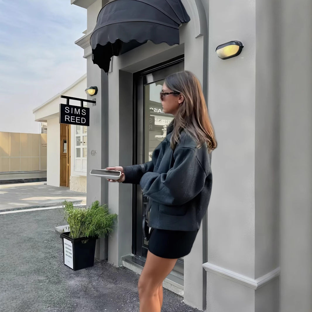 Damen lässige Oversize-Jacke mit praktischen aufgesetzten Taschen R&B