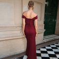 Damen Elegantes Maxikleid mit Off-Shoulder Schnitt und Raffungen R&B