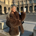 Damen Flauschige Felljacke mit weitem Schnitt R&B