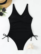Damen Hochwertiger Einteiler Badeanzug mit schmeichelndem Wickeldesign R&B
