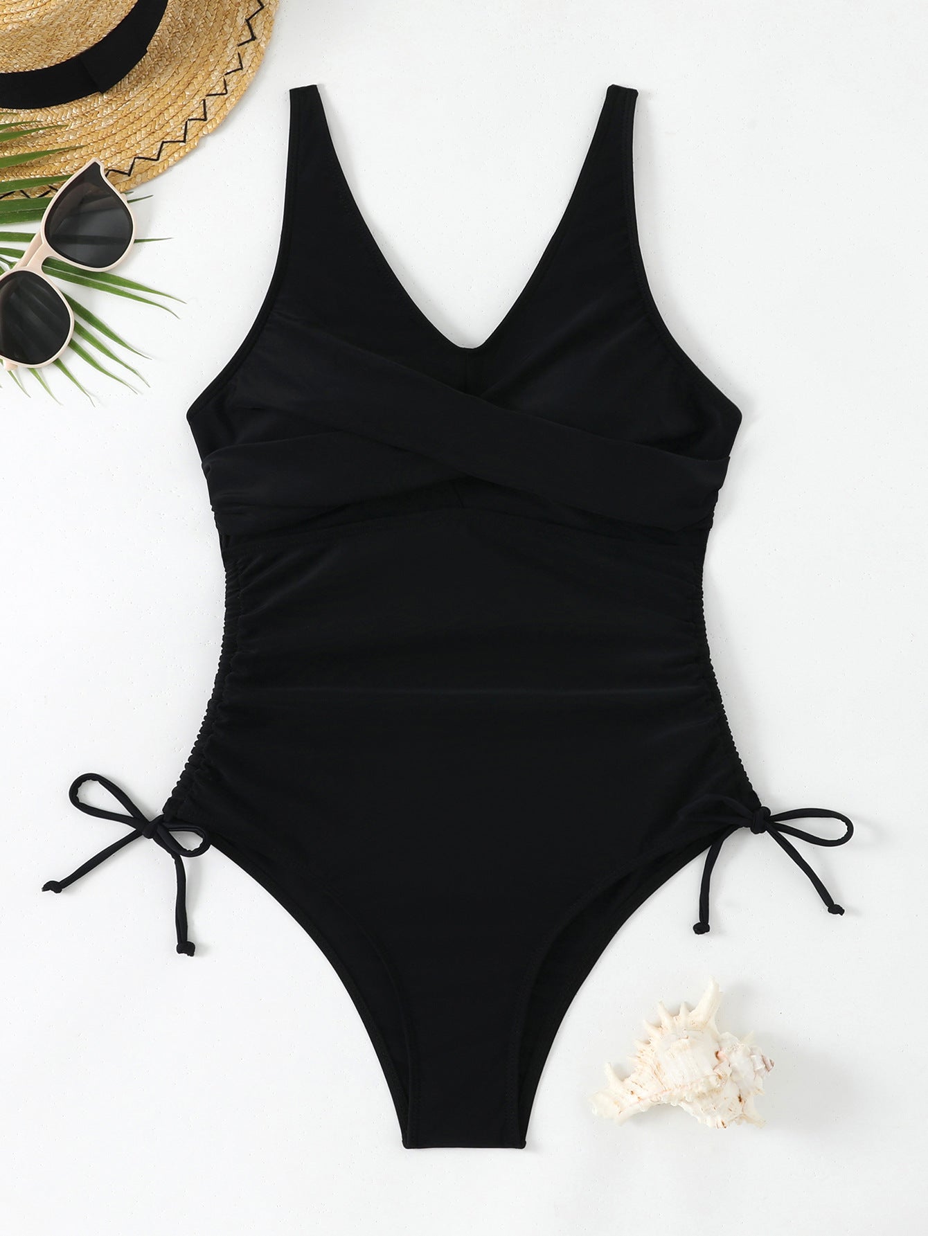 Damen Hochwertiger Einteiler Badeanzug mit schmeichelndem Wickeldesign R&B