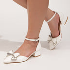 Damen elegante Slingback-Pumps mit strassverzierten Schleifen R&B