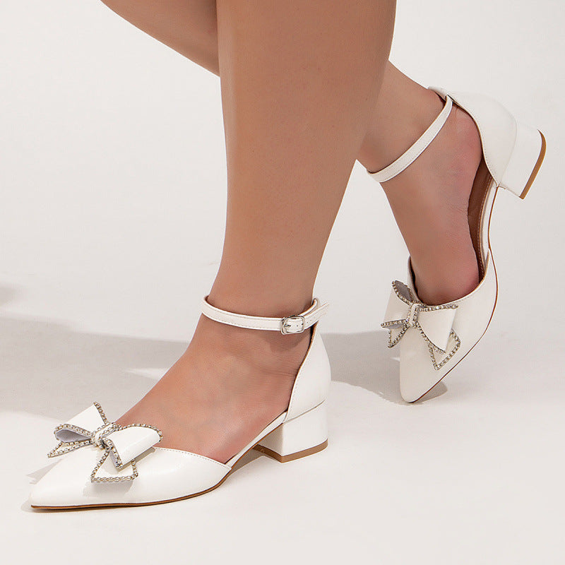 Damen elegante Slingback-Pumps mit strassverzierten Schleifen R&B