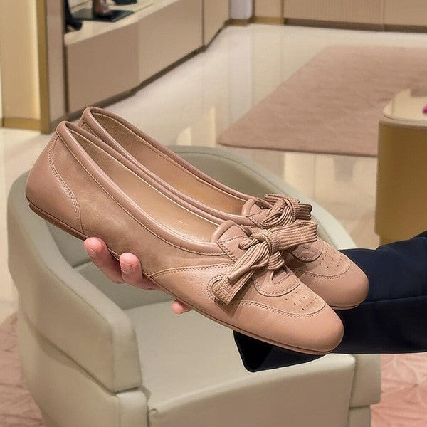 Damen Ballerina-Schuhe mit modischem Schleifendetail und hochwertiger Lederverarbeitung R&B