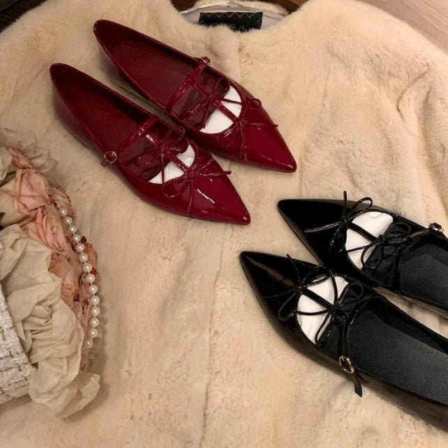 Damen Ballerina mit elegantem Schleifendetail und hochwertiger Lackoberfläche R&B
