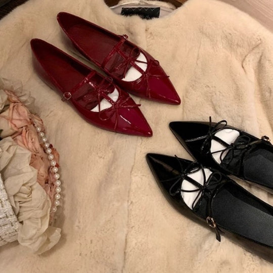 Damen Ballerina mit elegantem Schleifendetail und hochwertiger Lackoberfläche R&B