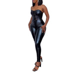 Damen Figurbetontes Kunstleder-Outfit mit Schnürdetails R&B