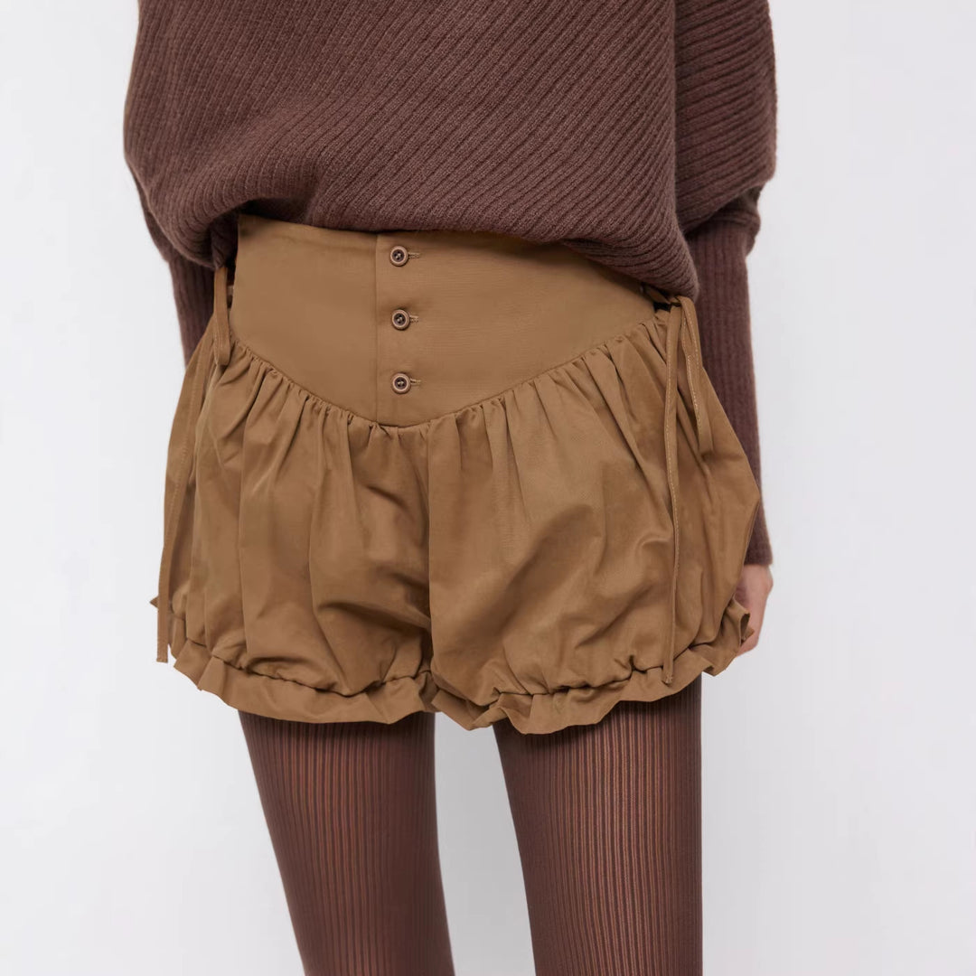 Damen modische Rüschen-Shorts mit hohen Bund und verstellbaren Kordeln R&B