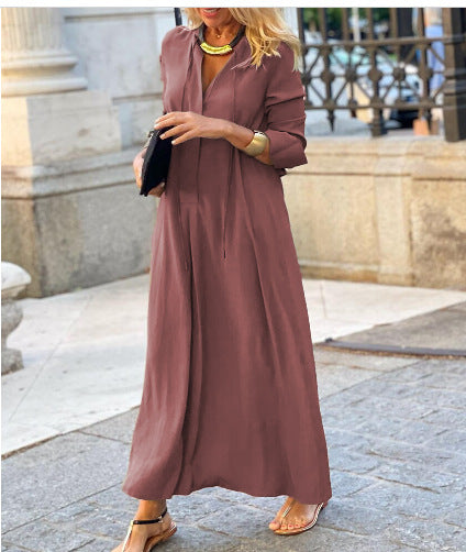 Damen Luftiges Maxikleid mit eleganter Knopfdetail R&B