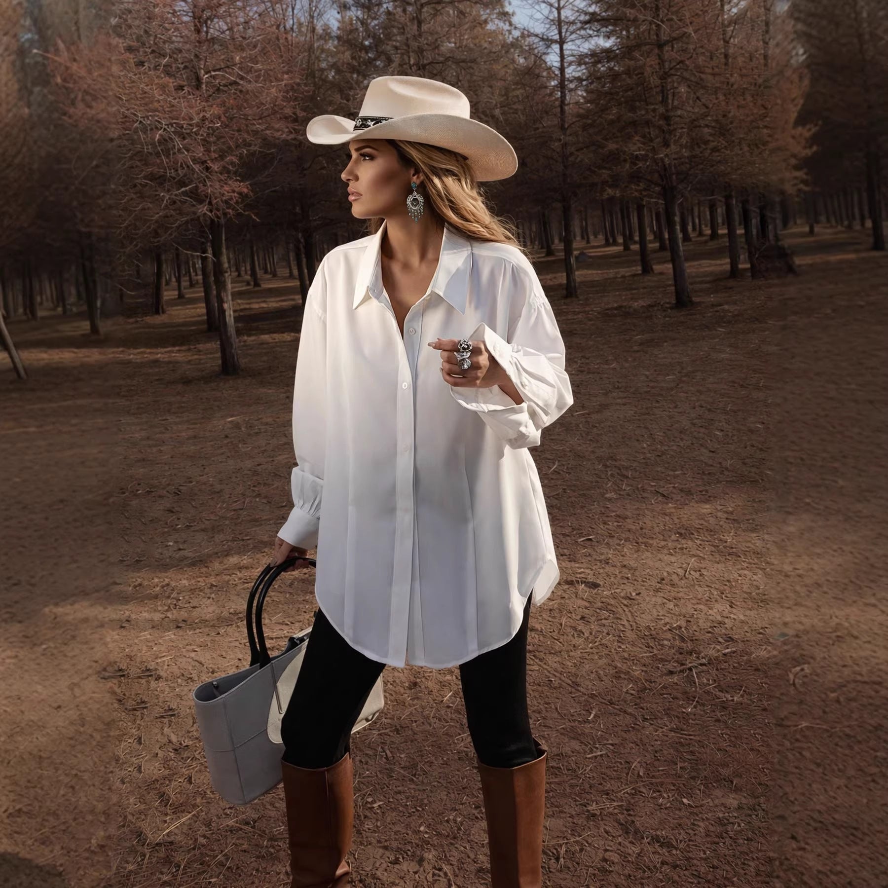 Damen R&Bhemd mit oversized Schnitt und eleganten Manschetten R&B