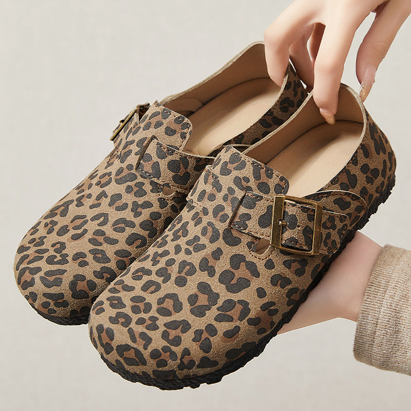 Damen Komfortable Clogs mit modischem Leopardenmuster