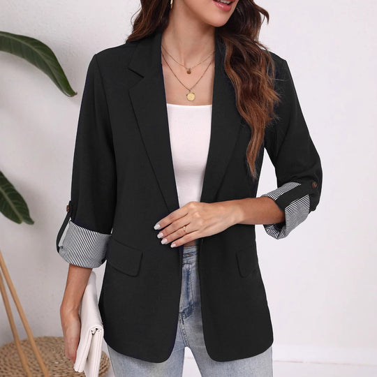 Damen Eleganter Blazer mit gestreiften Ärmeln und klassischem Schnitt R&B