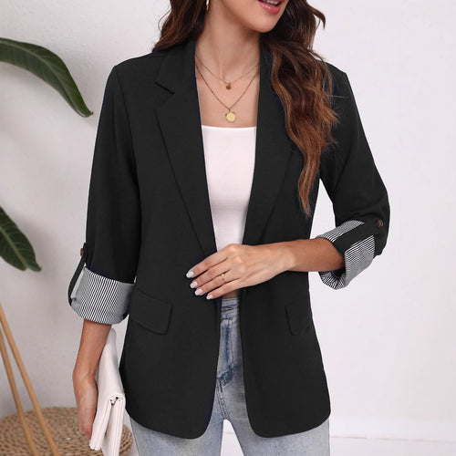 Damen Eleganter Blazer mit gestreiften Ärmeln und klassischem Schnitt R&B
