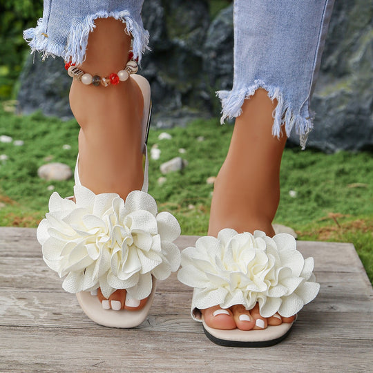 Damen elegante Sling-Sandalen mit floralen Akzenten und komfortablem Fußbett R&B