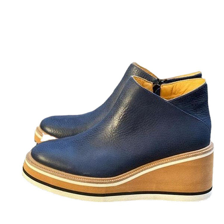 Damen Wedge-Stiefeletten mit hochwertiger Lederspitze und rutschfester Sohle R&B
