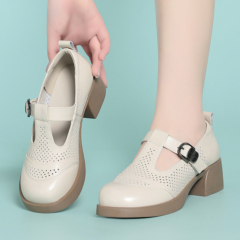 Damen Halbschuhe mit modischem Riemchen und atmungsaktiver Lochoptik R&B