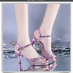 Damen Elegante Sandalen mit schimmernden Akzenten und modischem Absatz