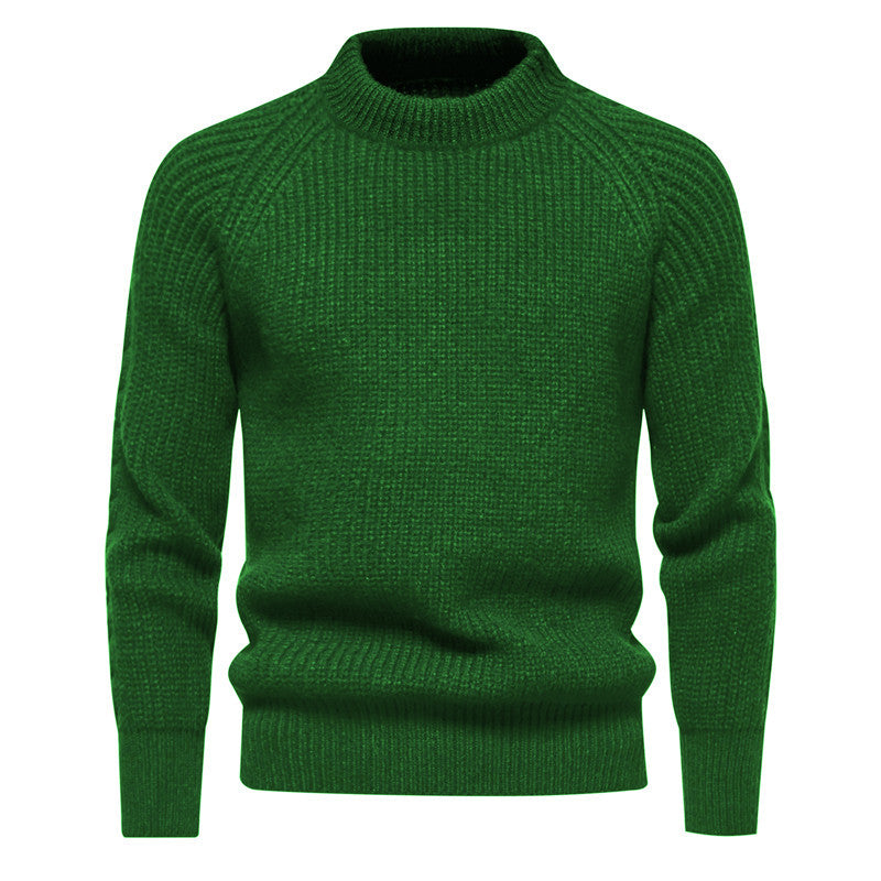 Herren kuscheliger Strickpullover mit hohem Kragen und Raglanmuster R&B