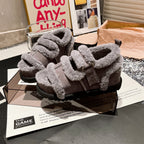Damen Flauschige Hausschuhe mit verstellbarem Riemen und warmem Innenfutter R&B