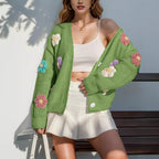 Damen Strickjacke mit floralen Applikationen R&B