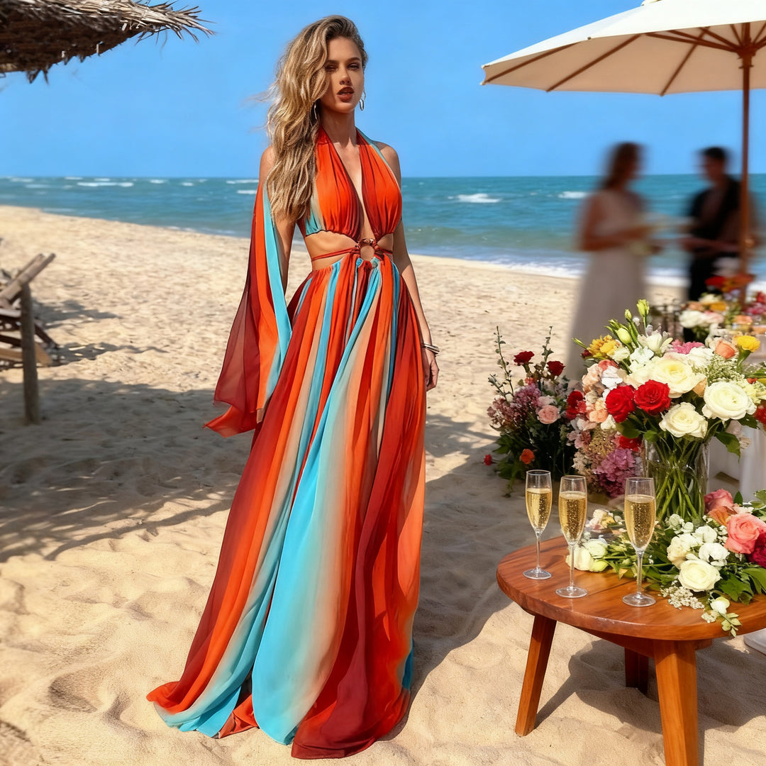 Damen Maxikleid mit raffinierter Wickel-Optik und schmeichelndem Body-Design R&B