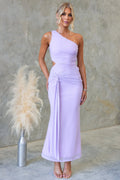 Damen Elegantes Abendkleid mit asymmetrischem Ausschnitt und Raffung EB