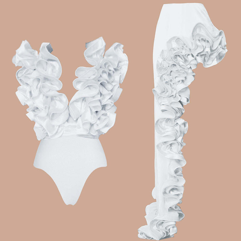 Damen auffälliges Badeanzug und Palazzo-Hose Set R&B