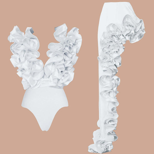 Damen auffälliges Badeanzug und Palazzo-Hose Set R&B