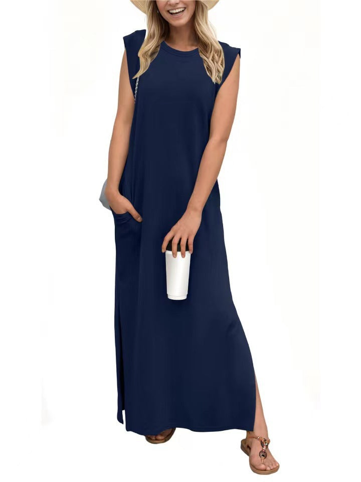 Damen Maxikleid mit modernen Schulterdetails und fließendem Schnitt R&B